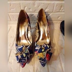Torta Caliente Floral Stiletto Heels with Bow Size 12W